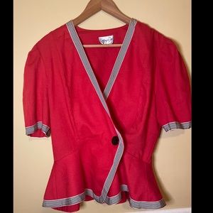 Vintage 80s Blazer with Peplum and Puff Sleeves